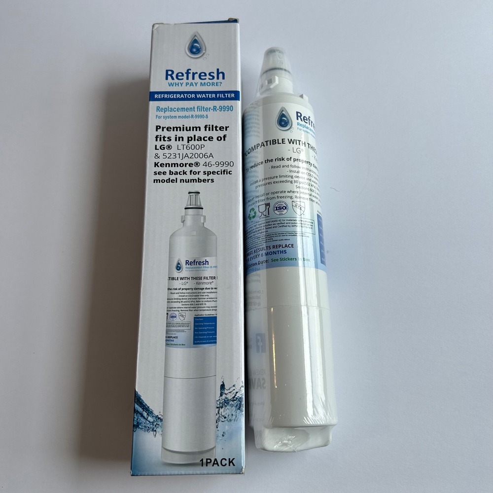 Refresh Refrigerator Water Filter R-9990 LG LT600P Kenmore 46-9990 White New 1PK